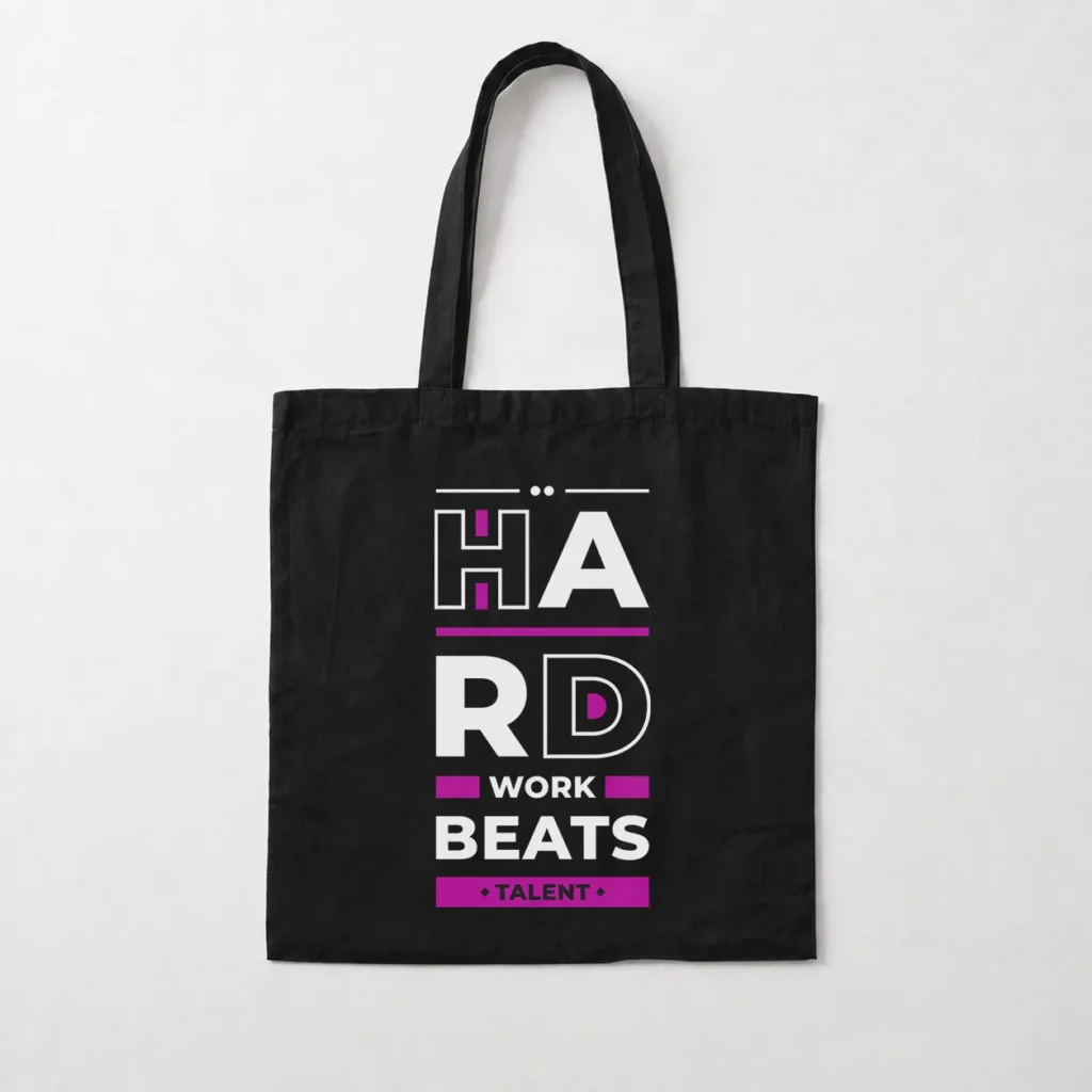 توت بگ انگیزشی نوشته Hard Work Beats Talent کد 8036
