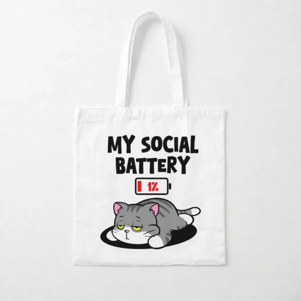 توت بگ گربه نوشته My Social Battery 1% کد po1306