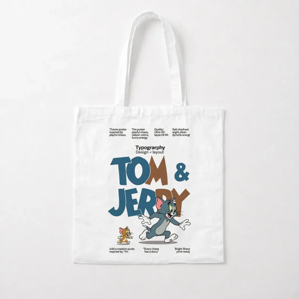 توت بگ تام و جری طرح تایپوگرافی رترو (Tom and Jerry) کد po2488