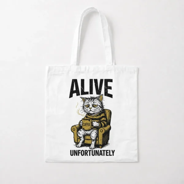 توت بگ گربه خسته با قهوه طرح Alive Unfortunately کد po757