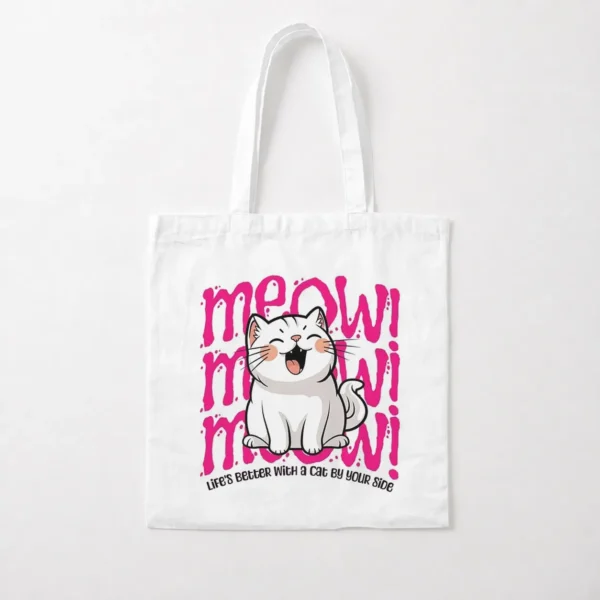 توت بگ گربه بامزه طرح Meow و تایپوگرافی صورتی کد po769