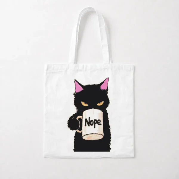 توت بگ گربه مشکی طرح Nope و فنجان قهوه کد po863