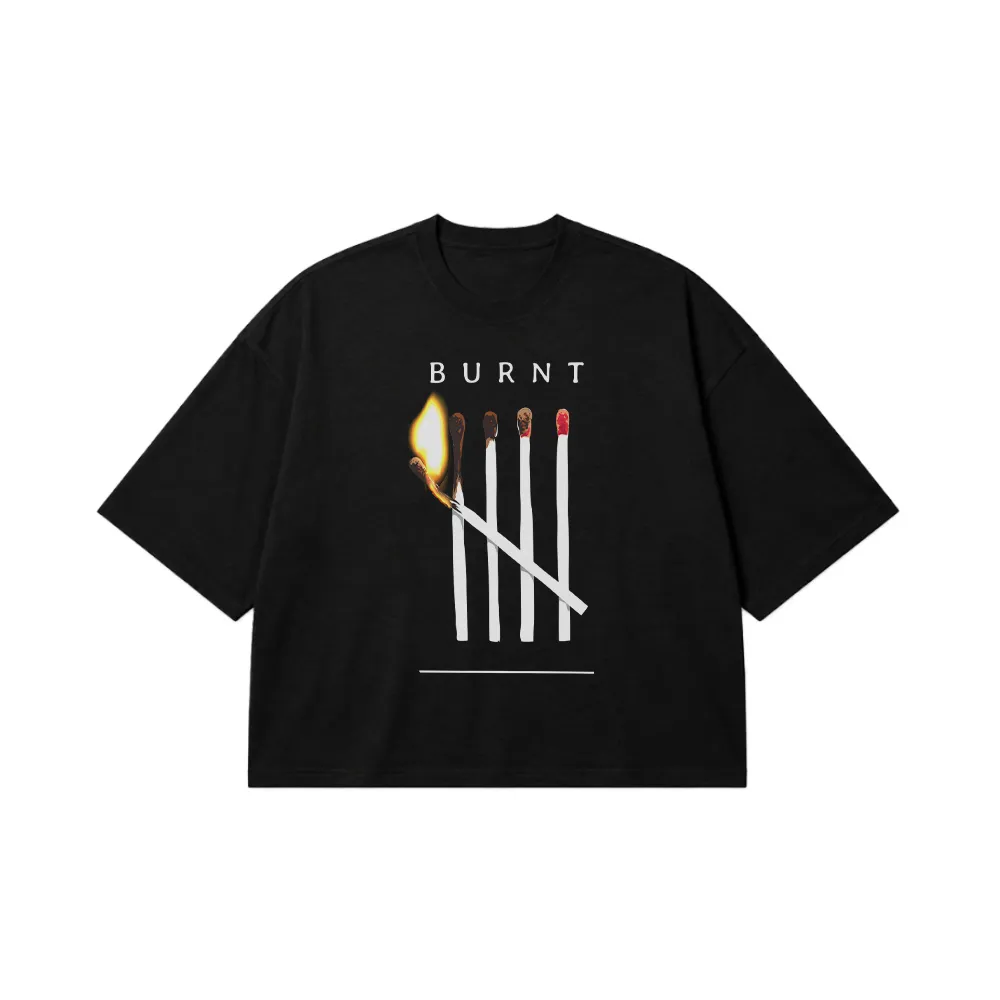 تیشرت باکسی دارک طرح Burnt Matches کد 10043
