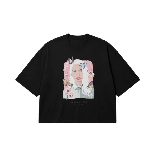 تیشرت باکسی دخترانه طرح Queen Of The Nature کد 10089