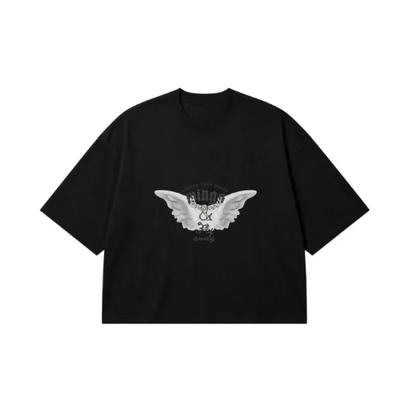 تیشرت باکسی بال فرشته طرح Fly Away کد 10094