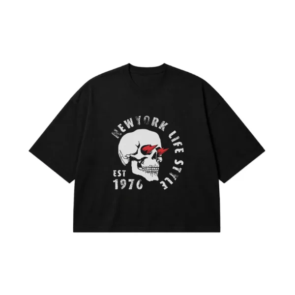 تیشرت باکسی جمجمه طرح نیویورک لایف استایل (New York Skull) کد 10130