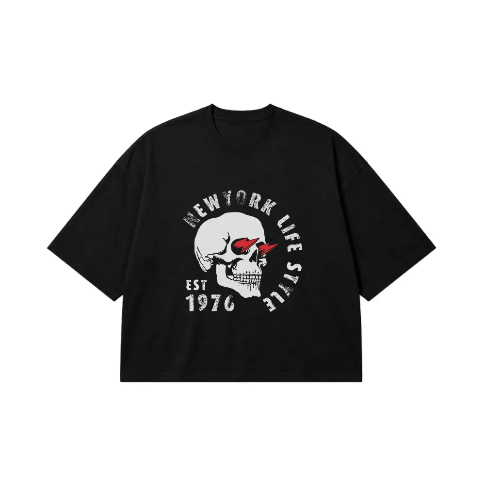 تیشرت باکسی جمجمه طرح نیویورک لایف استایل (New York Skull) کد 10130