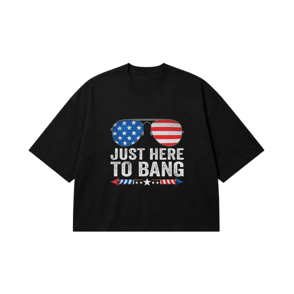 تیشرت باکسی طنز طرح Just Here To Bang کد 10140