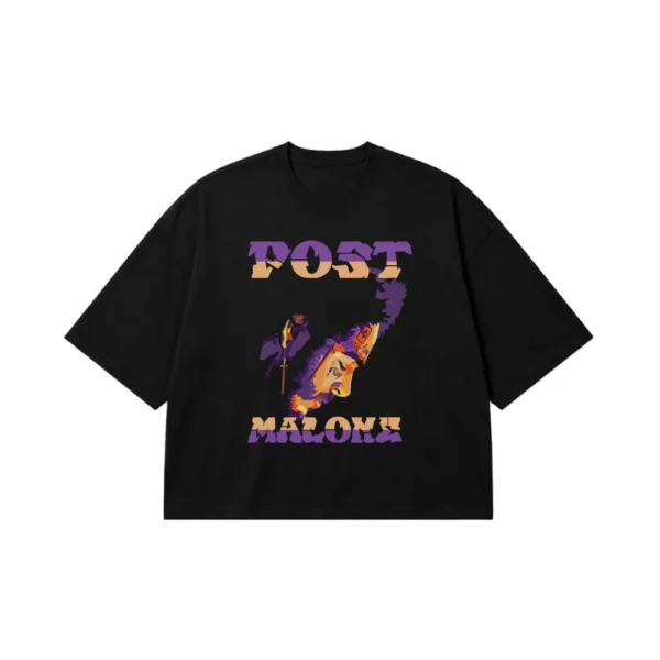 تیشرت باکسی پست مالون طرح پرتره بنفش (Post Malone) کد 1022