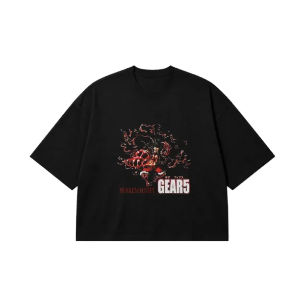 تیشرت باکسی انیمه وان پیس طرح لوفی گیر ۵ (Gear 5 Luffy) کد 1023