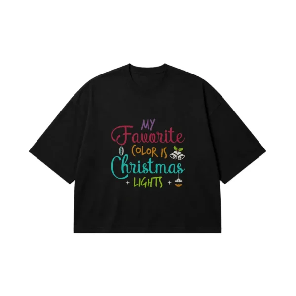 تیشرت باکسی کریسمس طرح My Favorite Color Is Christmas Lights کد 10235
