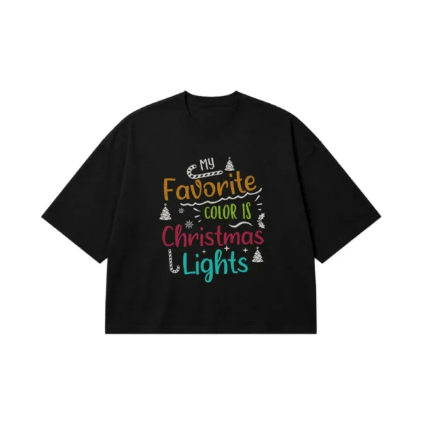 تیشرت باکسی کریسمس طرح Favorite Color Christmas Lights کد 10239