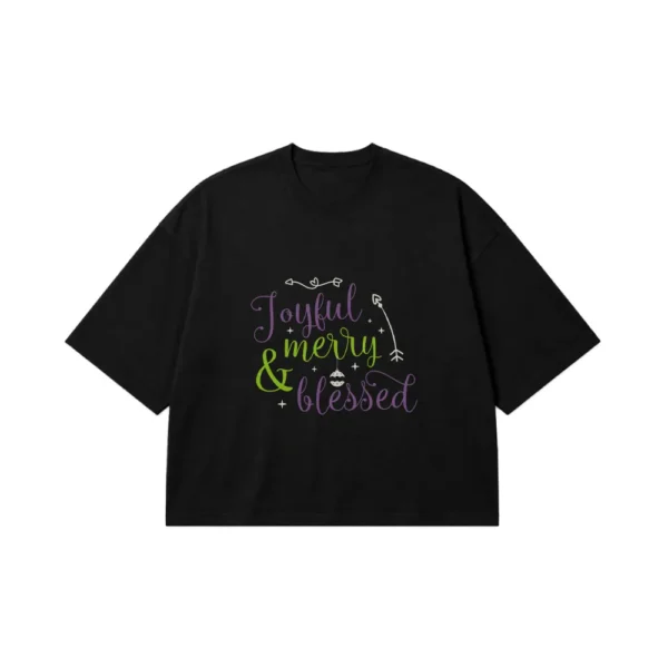 تیشرت باکسی کریسمس طرح Joyful Merry Blessed کد 10259