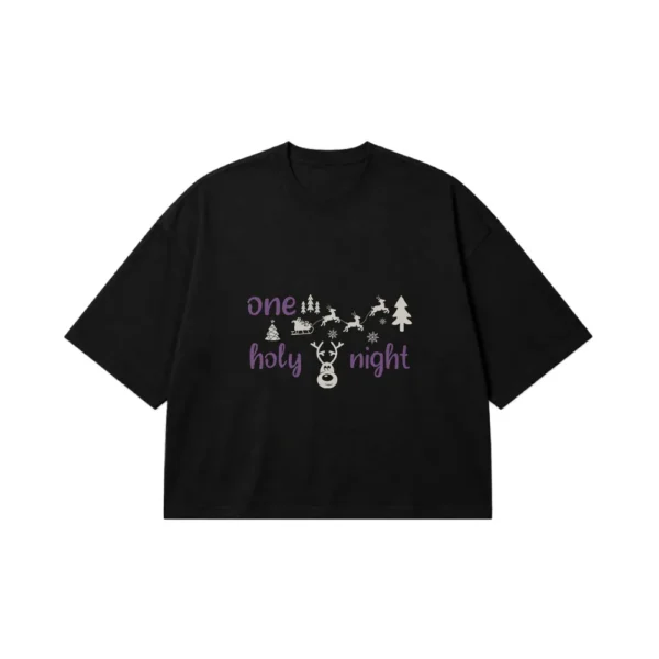 تیشرت باکسی کریسمس مذهبی طرح One Holy Night کد 10267