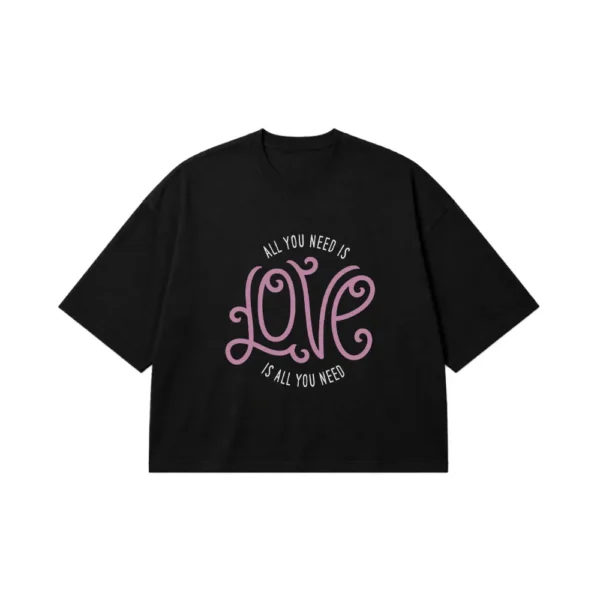 تیشرت باکسی عاشقانه طرح All You Need Is Love کد 10281