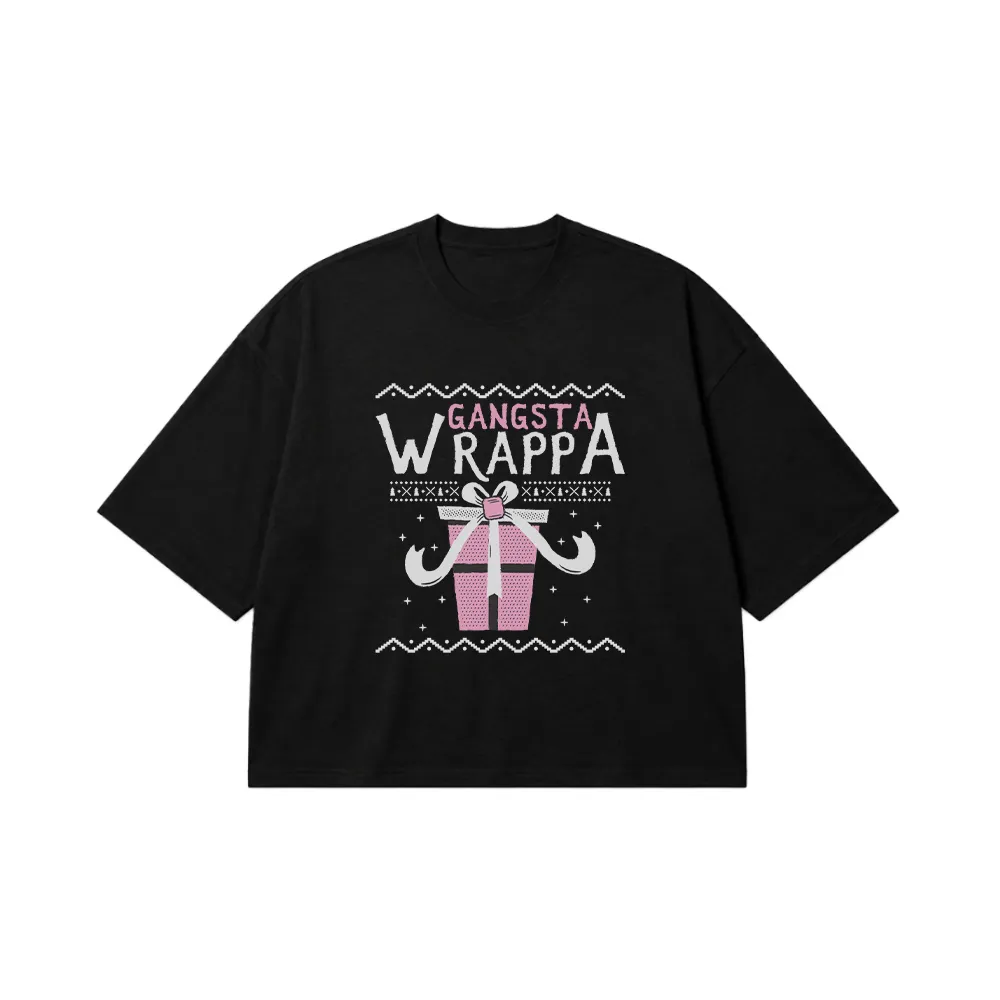 تیشرت باکسی کریسمس طنز طرح Gangsta Wrappa کد 10285