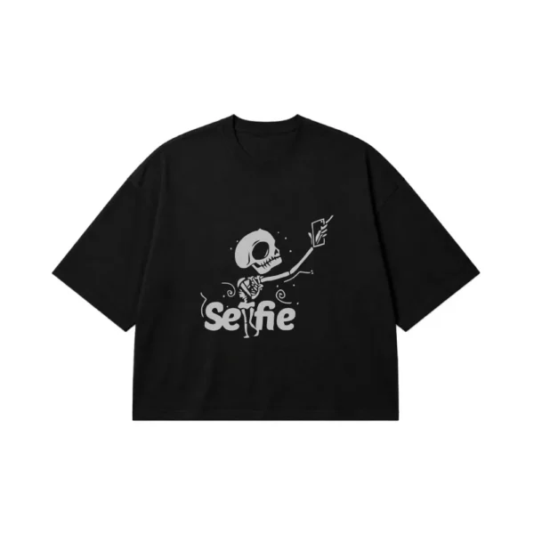 تیشرت باکسی اسکلت طرح Selfie کد 10309