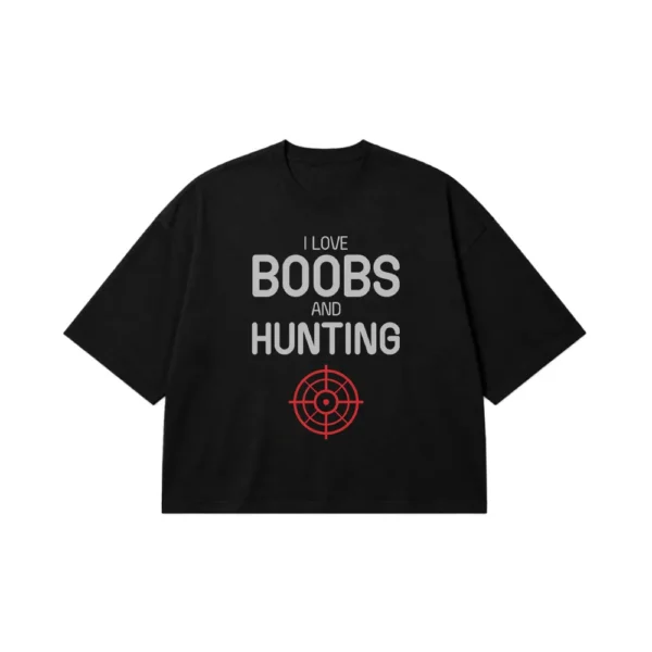 تیشرت باکسی شکار طنز طرح I Love Hunting کد 10310
