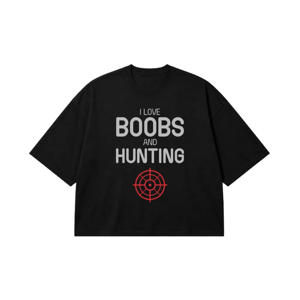 تیشرت باکسی شکار طنز طرح I Love Hunting کد 10310