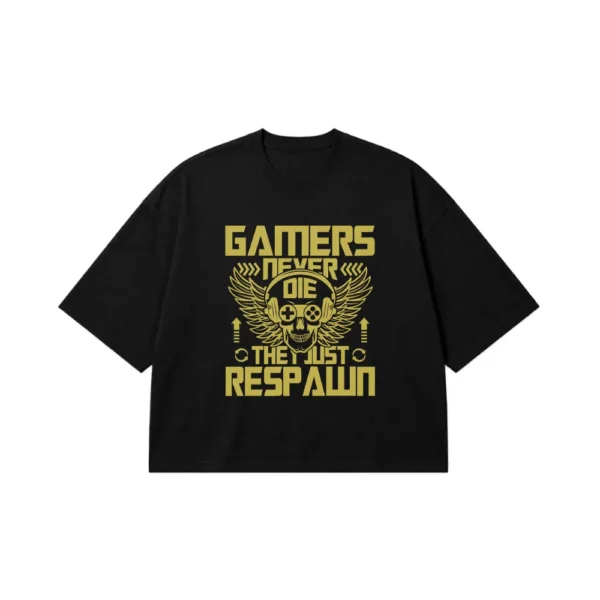 تیشرت باکسی گیمینگ طرح Gamers Never Die کد 10316