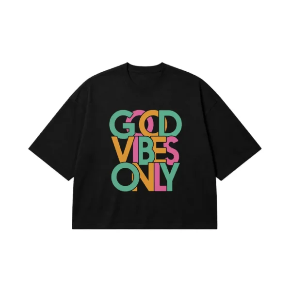 تیشرت باکسی تایپوگرافی طرح Good Vibes Only کد 10328
