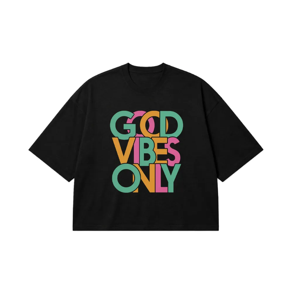 تیشرت باکسی تایپوگرافی طرح Good Vibes Only کد 10328