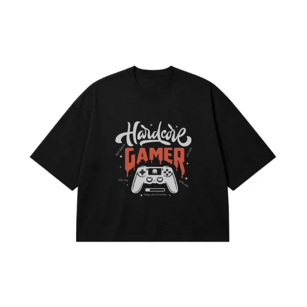 تیشرت باکسی گیمینگ طرح Hardcore Gamer کد 10330
