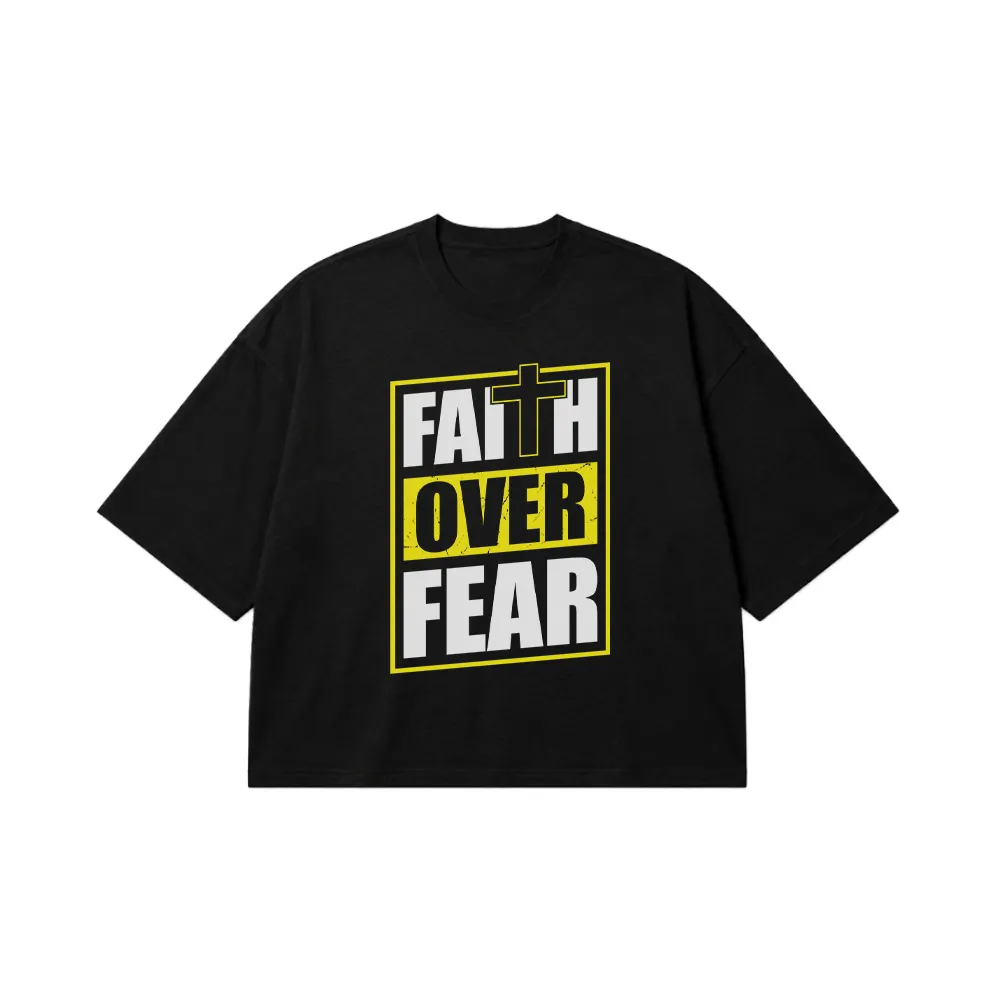 تیشرت باکسی ایمانی طرح Faith Over Fear کد 10348