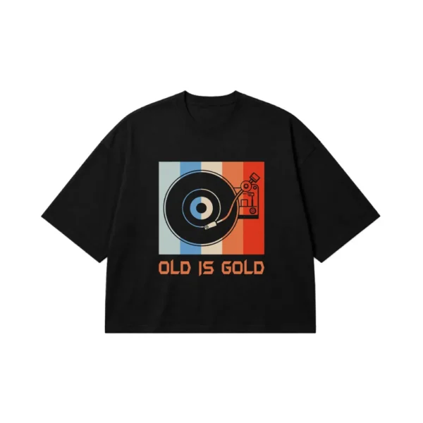 تیشرت باکسی موسیقی طرح صفحه گرامافون Old Is Gold کد 10350