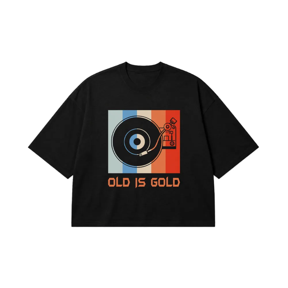 تیشرت باکسی موسیقی طرح صفحه گرامافون Old Is Gold کد 10350