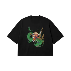 تیشرت باکسی انیمه دراگون بال طرح بچگی گوکو و شنرون (Kid Goku and Shenron) کد 10397