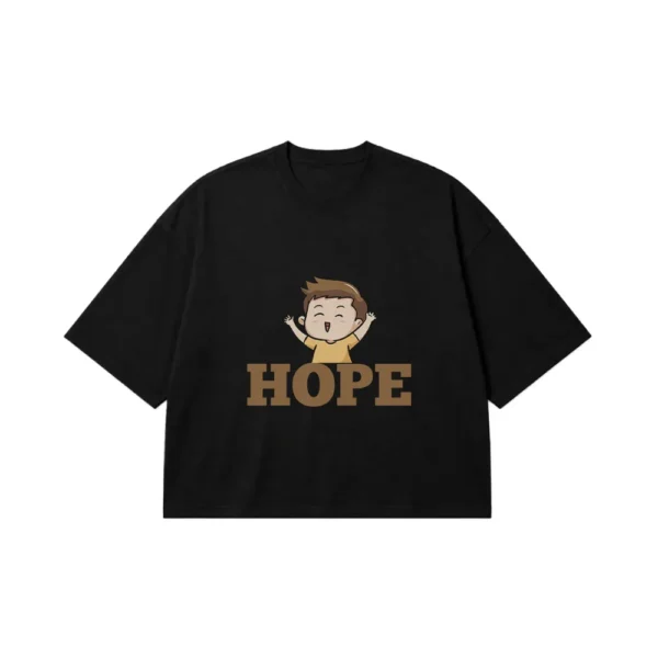 تیشرت باکسی کارتونی انگیزشی طرح Hope کد 10534