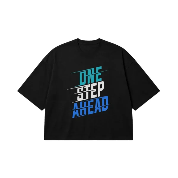 تیشرت باکسی انگیزشی طرح One Step Ahead کد 10573