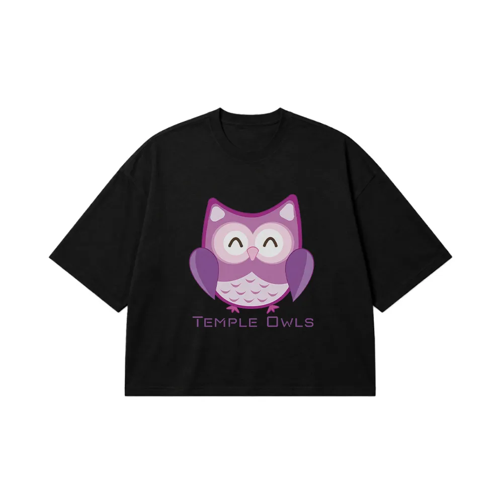 تیشرت باکسی جغد بنفش طرح Temple Owls کد 10601
