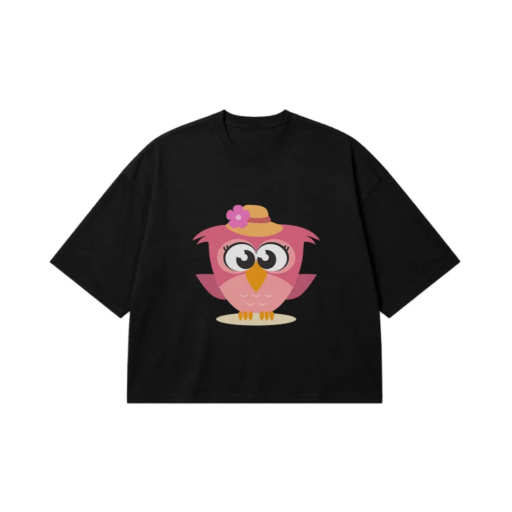 تیشرت باکسی جغد صورتی طرح Temple Owls کد 10603