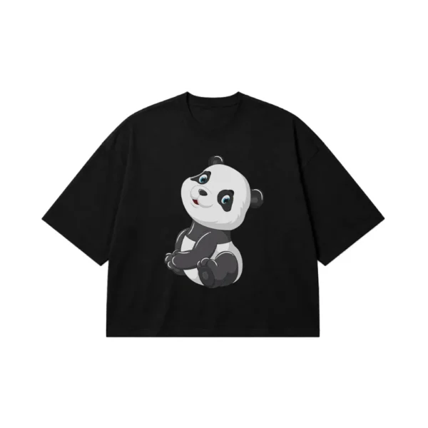 تیشرت باکسی پاندای نشسته طرح Cute Panda کد 10646