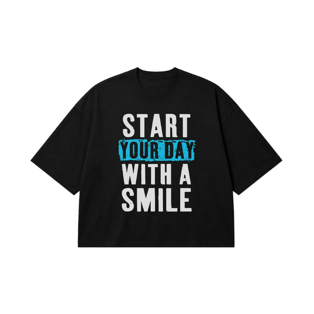 تیشرت باکسی تایپوگرافی Start Your Day With a Smile کد 10684