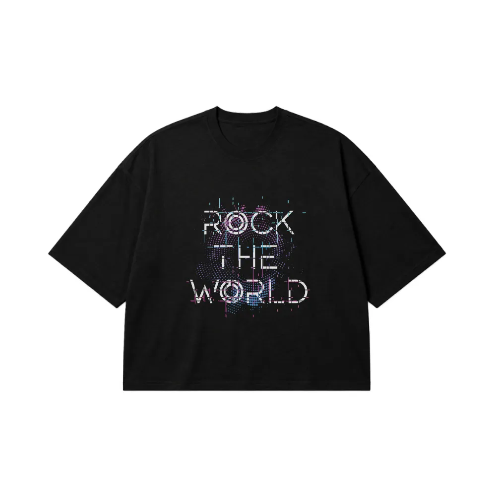 تیشرت باکسی موسیقی طرح Rock the World کد 10705