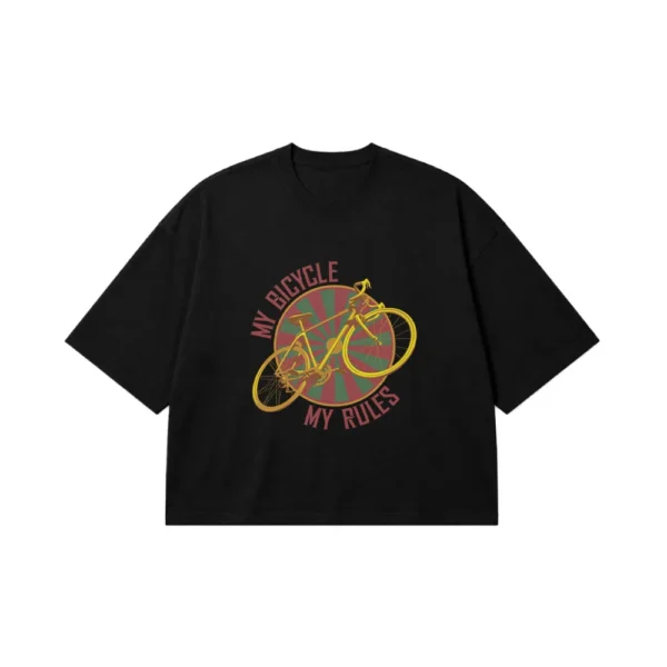 تیشرت باکسی دوچرخه طرح My Bicycle My Rules کد 10767