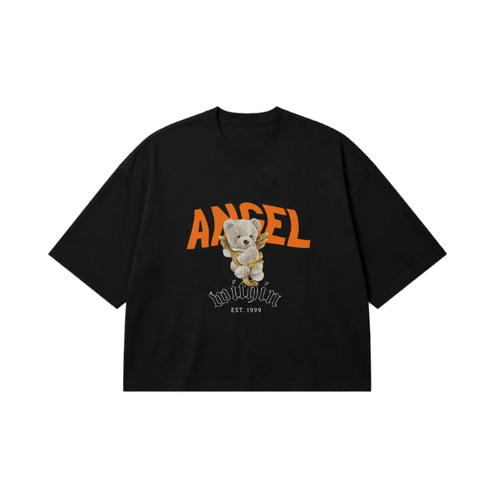 تیشرت باکسی خرس عروسکی و نوشته Angel Within کد 1078