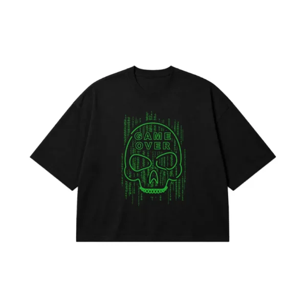 تیشرت باکسی گیمینگ طرح Game Over Skull کد 1085