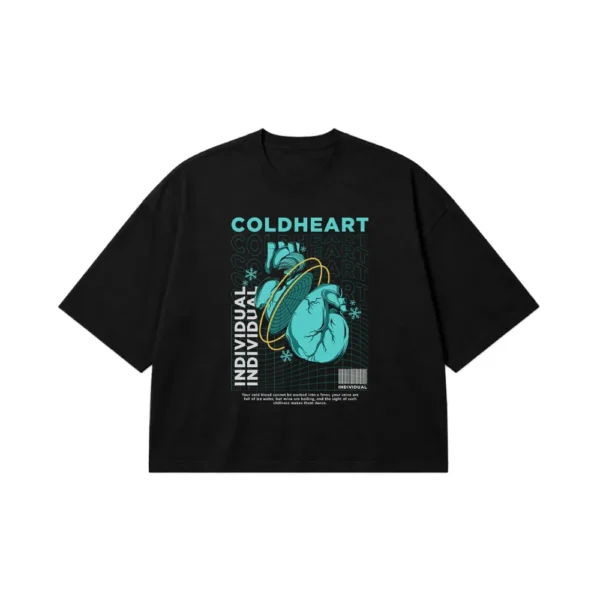 تیشرت باکسی قلب طرح Coldheart کد 1093