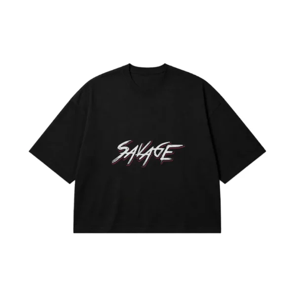 تیشرت باکسی طرح تایپوگرافی Savage کد 11034