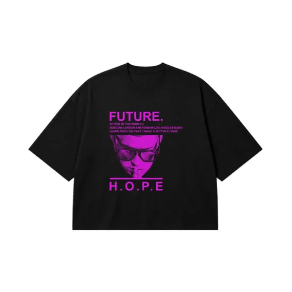 تیشرت باکسی خیابانی طرح Future H.O.P.E کد 1106