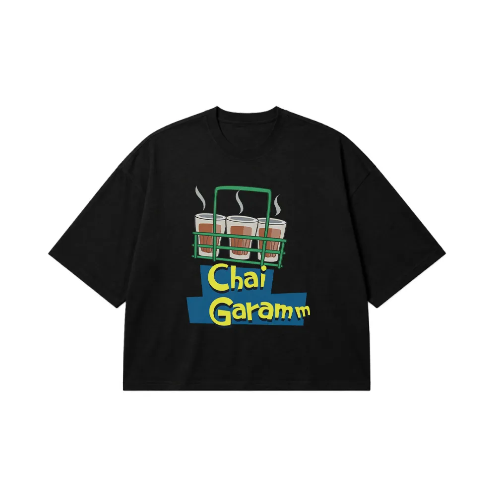 تیشرت باکسی چای طرح Chai Garamm کد 11071