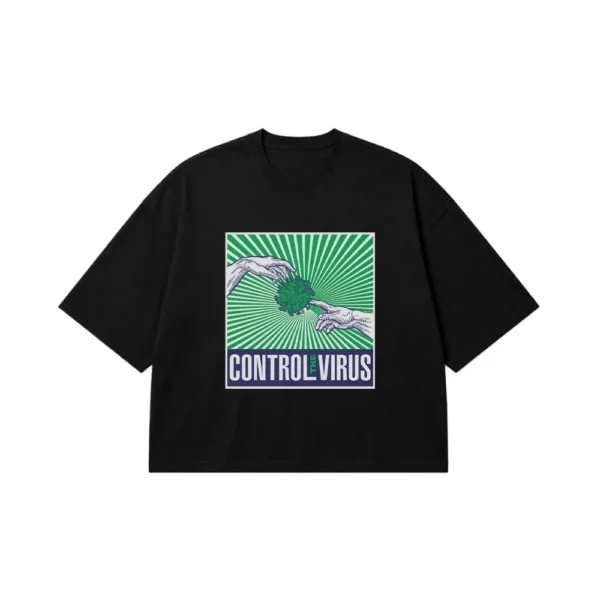 تیشرت باکسی مفهومی طرح Control The Virus کد 1108
