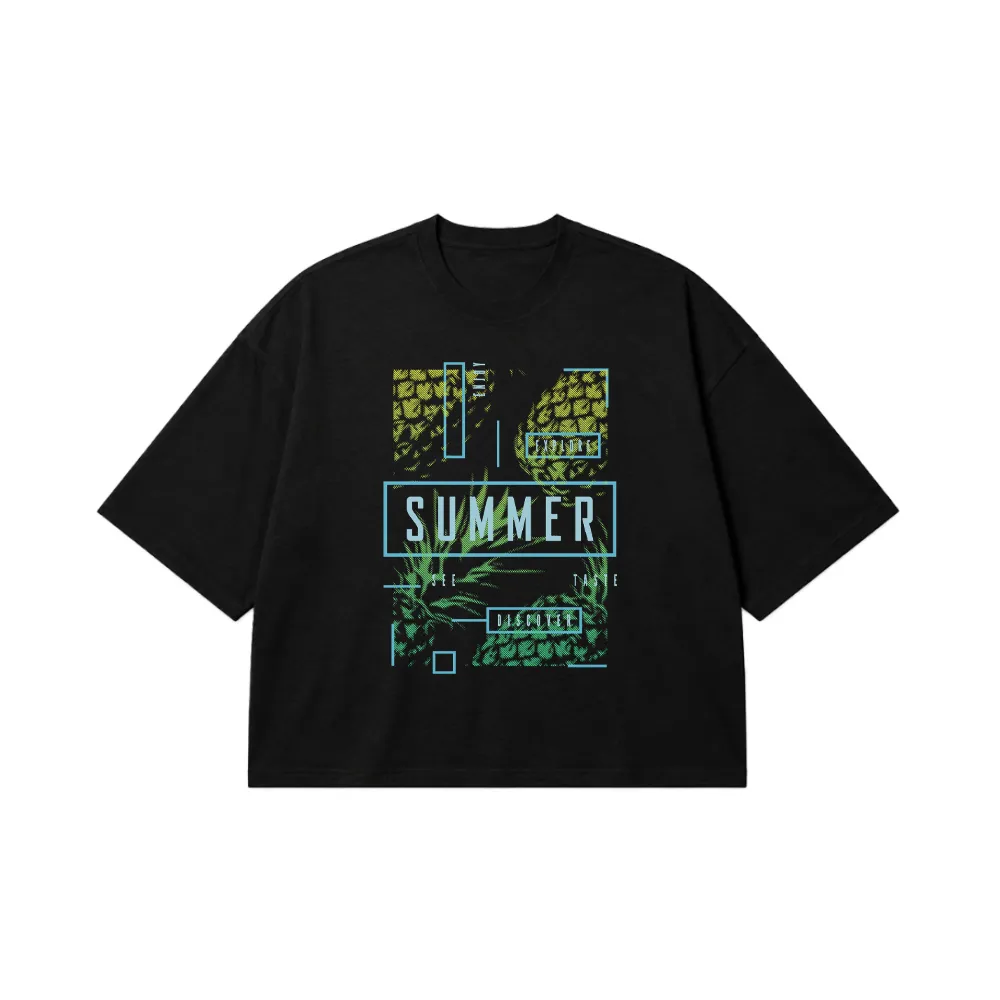 تیشرت باکسی طرح Summer آناناس کد 11162