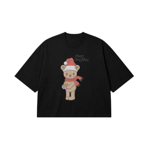 تیشرت باکسی خرس کریسمسی طرح Merry Christmas کد 11204