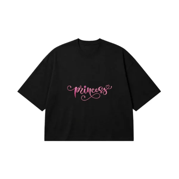 تیشرت باکسی دخترانه طرح Princess کد 11205