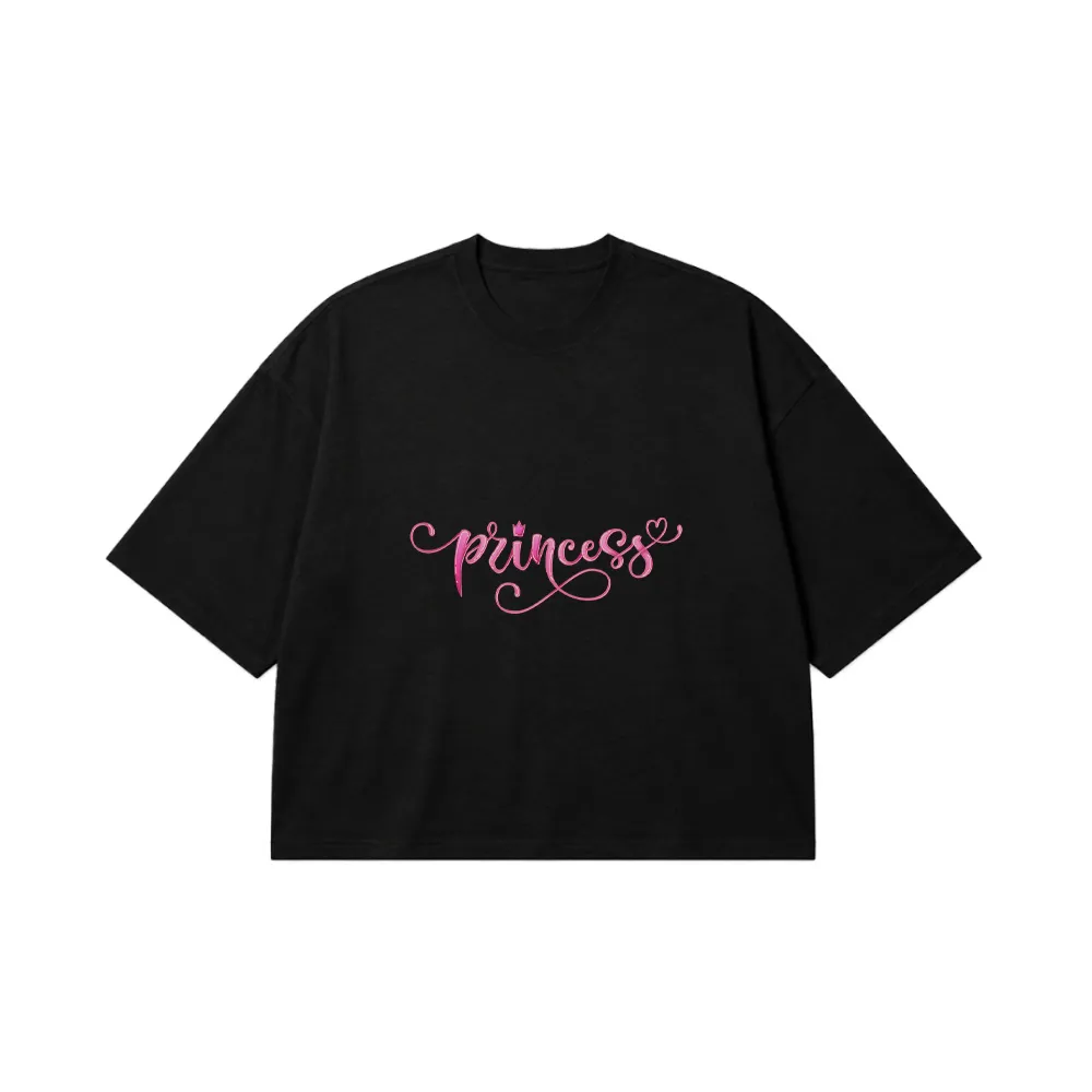 تیشرت باکسی دخترانه طرح Princess کد 11205